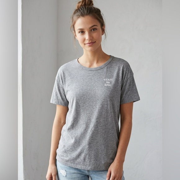 aerie Tops - Aerie Crazy in Love Distressed Oversized Tee Gray Small